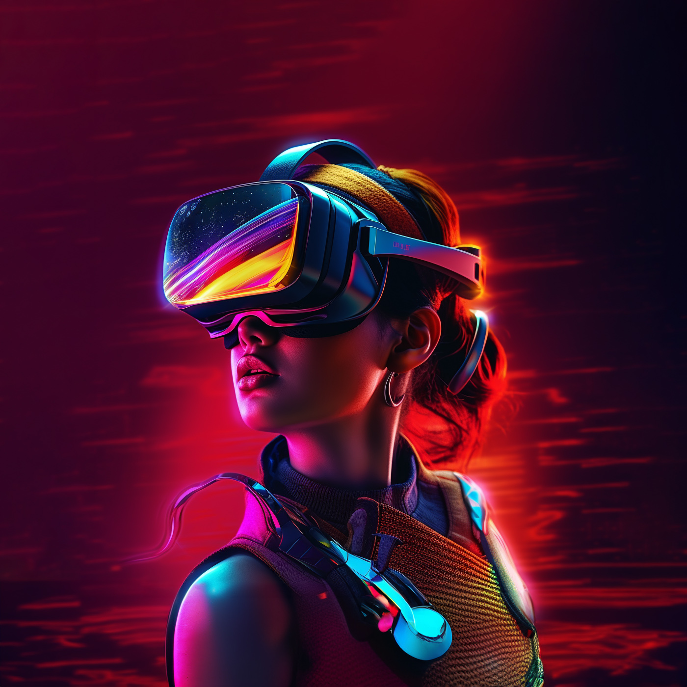 Image of woman wearing a VR headset